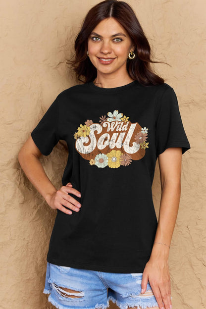 Simply Love Full Size WILD SOUL Graphic Cotton T-Shirt – Black T-Shirt for Shopify Collective (14 view)