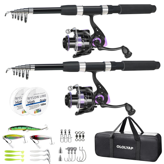 OLOLYAP Telescopic Fishing Rod Combo – 6.89ft Rod, Reel, – Purple Fishing Gear for aluminum reel (2 view)