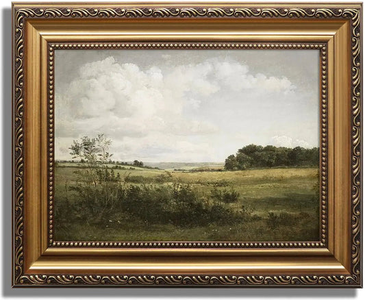 Gold Framed Vintage Landscape Wall Art – Green Valley Nature – Green Valley Wall Art for antique (1 view)
