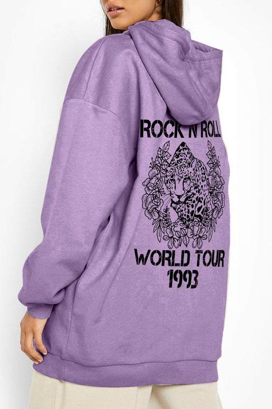 Simply Love Full Size Leopard Slogan Graphic Hoodie – Dusty Purple Women's Top for Shopify Collective (1 view)