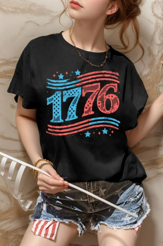 Graphic Round Neck Short Sleeve T-Shirt – Black for Shopify Collective (2 view)