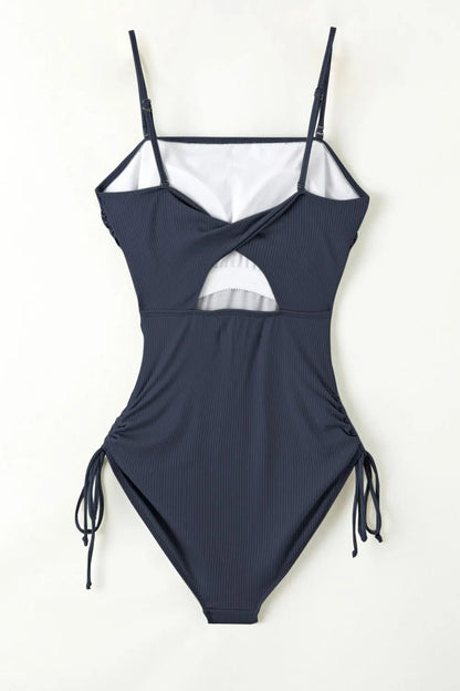 Ribbed Drawstring Sides Cutout One Piece Swimsuit – Sage for Shopify Collective (24 view)