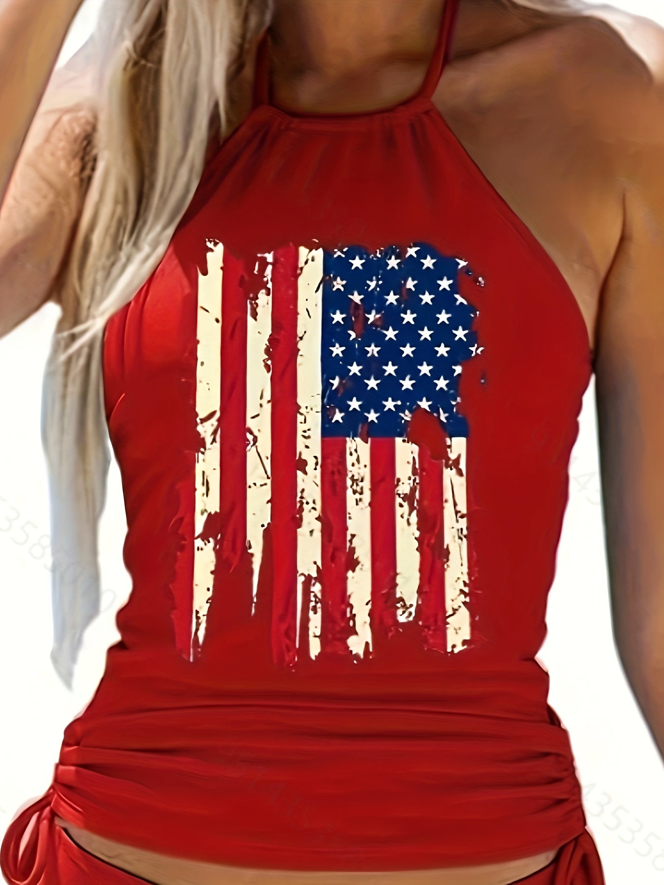 Women's USA Flag Halterneck Swimsuit – Bold, Elegant Two – Swin Suit by sbrtnhomes