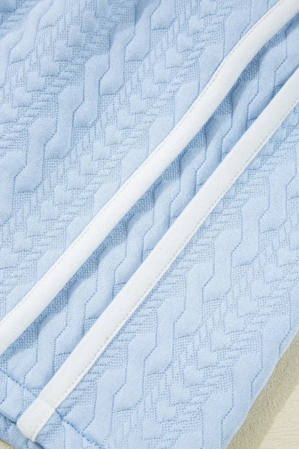 Contrast Trim Textured Crewneck Tee and Pocketed Skirt Set – Light Blue for Shopify Collective (8 view)