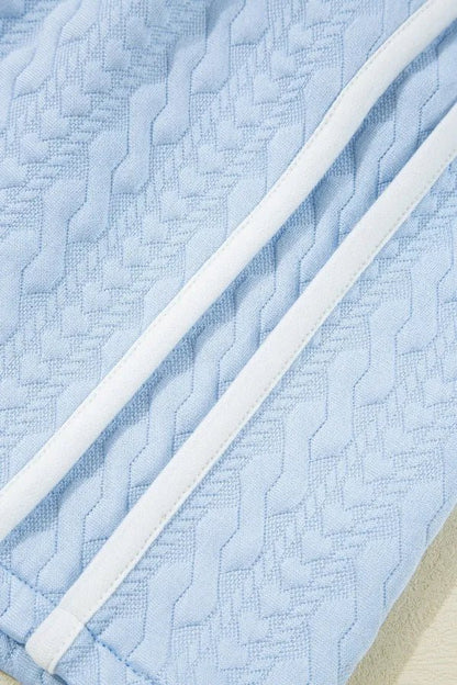 Contrast Trim Textured Crewneck Tee and Pocketed Skirt Set – Light Blue for Shopify Collective (8 view)
