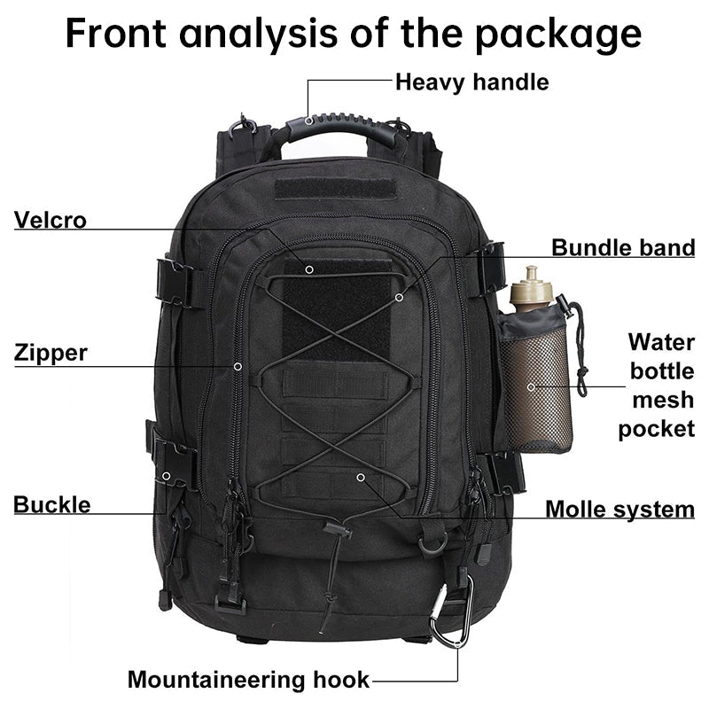 65L Tactical Backpack — Expandable MOLLE, Water - Resistant – A1 Backpack for 40 - 65l (16 view)