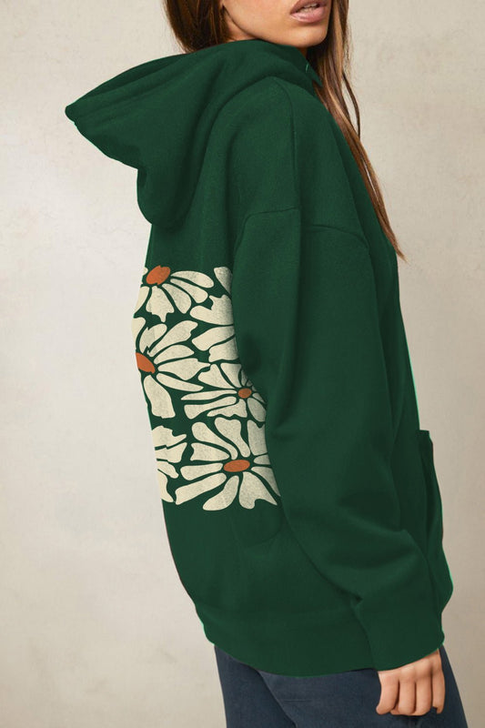 Simply Love Simply Love Full Size Dropped Shoulder Floral Graphic Hoodie – Green Women's Top for Shopify Collective (1 view)