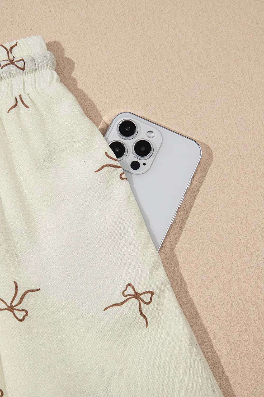 Bow Print Lace Drawstring Casual Shorts – Cream Bottoms for Shopify Collective (8 view)