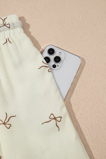Bow Print Lace Drawstring Casual Shorts – Cream Bottoms for Shopify Collective (8 view)