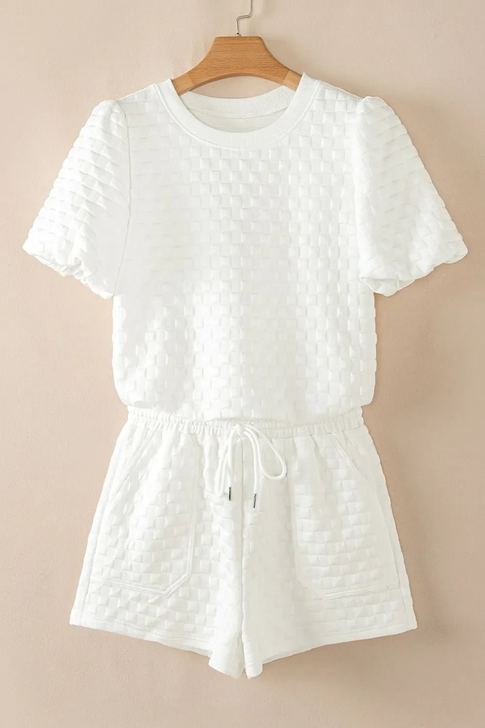Checkered Texture Top and Shorts Set – White for Shopify Collective (6 view)