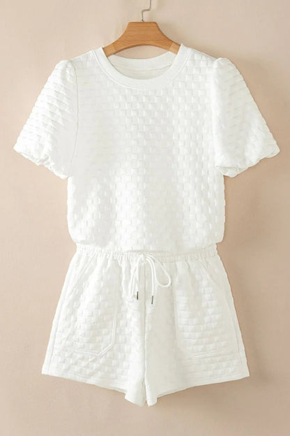 Checkered Texture Top and Shorts Set – White for Shopify Collective (6 view)