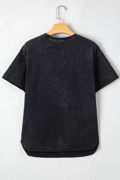 Western HOWDY Steer Head Print Side Slits Loose Fit T Shirt – Black for Shopify Collective (4 view)