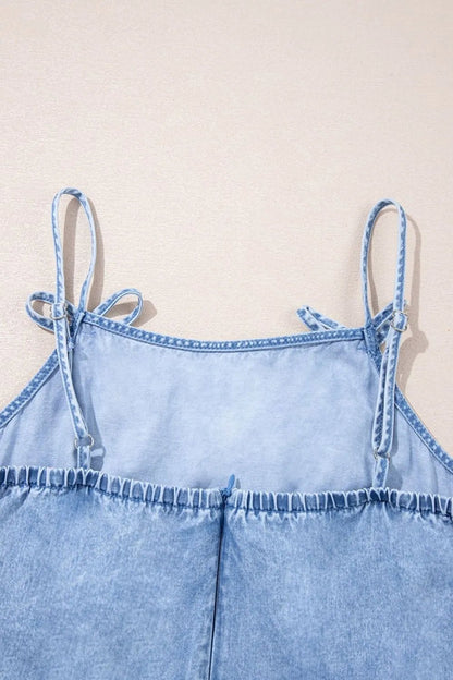 Bow Detail Spaghetti Straps Ruffle Hem Denim Dress – Light Blue Dresses for Shopify Collective (8 view)