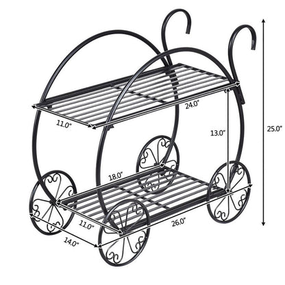 Heavy Duty Metal Flower Cart – Vintage Garden Plant Stand | – Black Backpack for flower cart (10 view)