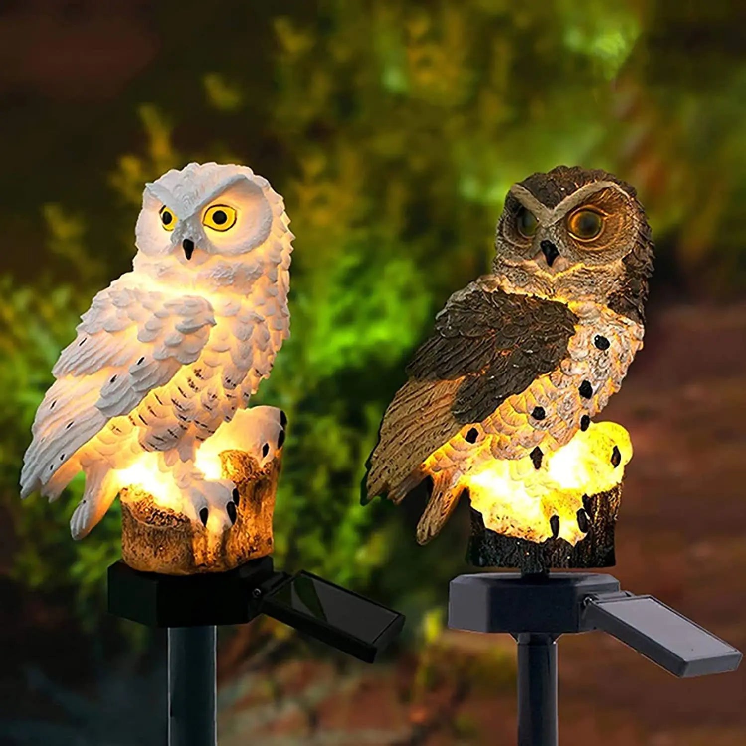 Solar Owl Landscape Lights – Whimsical Outdoor Decor with – Brown lighting by SbrTnHomes