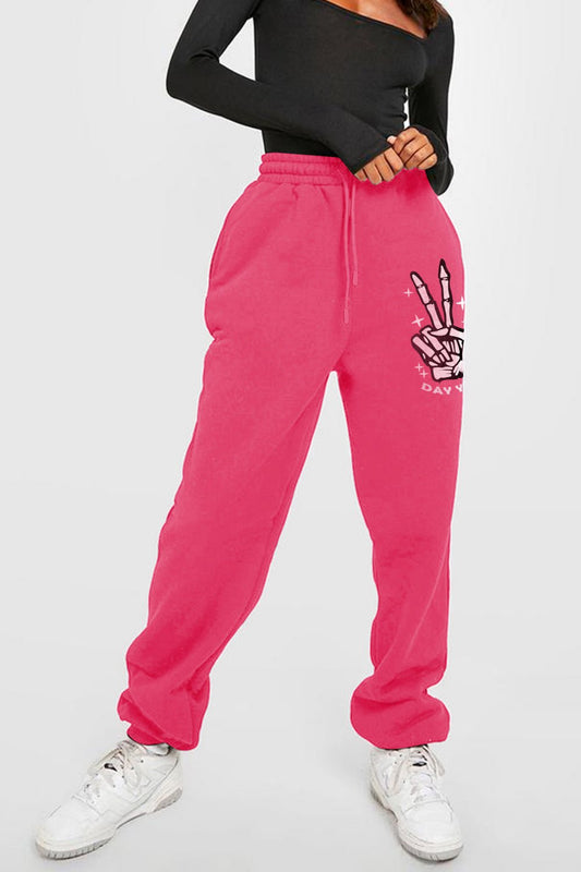 Simply Love Full Size Drawstring DAY YOU DESERVE Graphic Long Sweatpants – Deep Rose Bottoms for Shopify Collective (1 view)