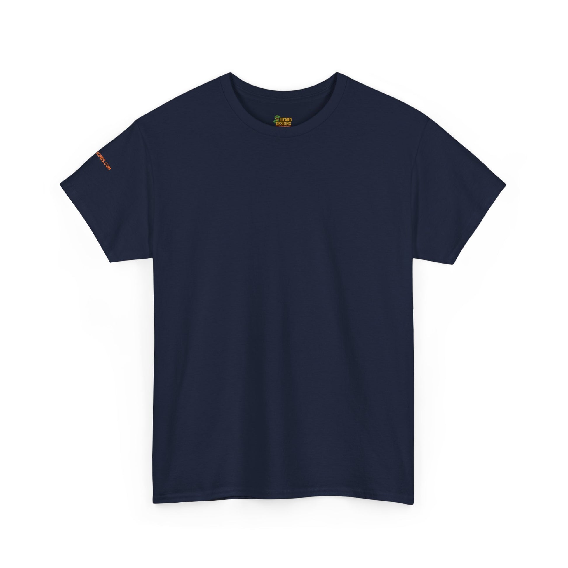 Navy blue t-shirt on a white background