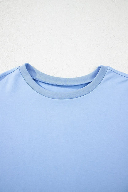 Loose Half Sleeve Hi Low Hem T Shirt – Light Blue for Best Sellers (5 view)