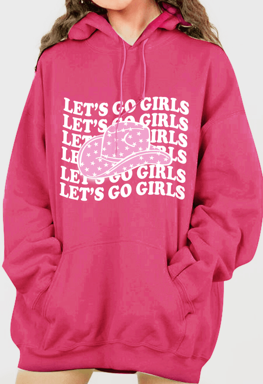 Simply Love Simply Love Full Size LET’S GO GIRLS Graphic Dropped Shoulder Hoodie – Hot Pink Hoodie for Shopify Collective (1 view)