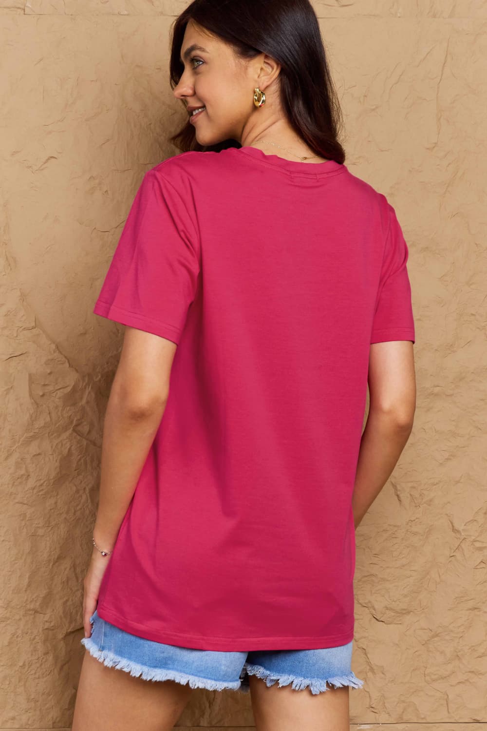 Simply Love Full Size MOM LIFE Graphic Cotton Tee – Deep Rose Women's Top for Shopify Collective (9 view)