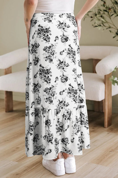 Boho Floral High Waist Ruffle Split Maxi Skirt – Black for Shopify Collective (11 view)
