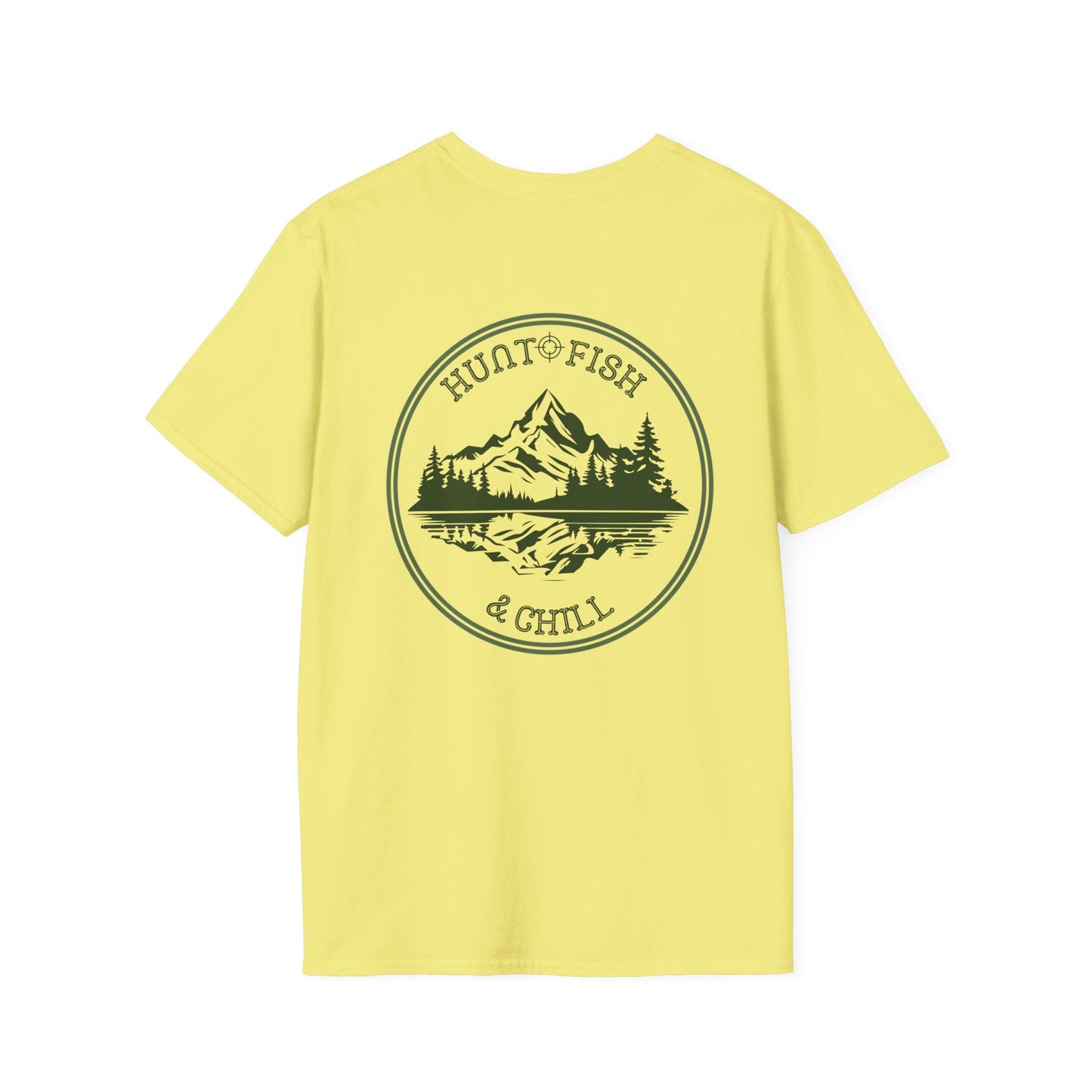 Hunt Fish & Chill T-Shirt – Premium Outdoors Badge Tee | Camping, Fishing, Hunting Apparel Printify