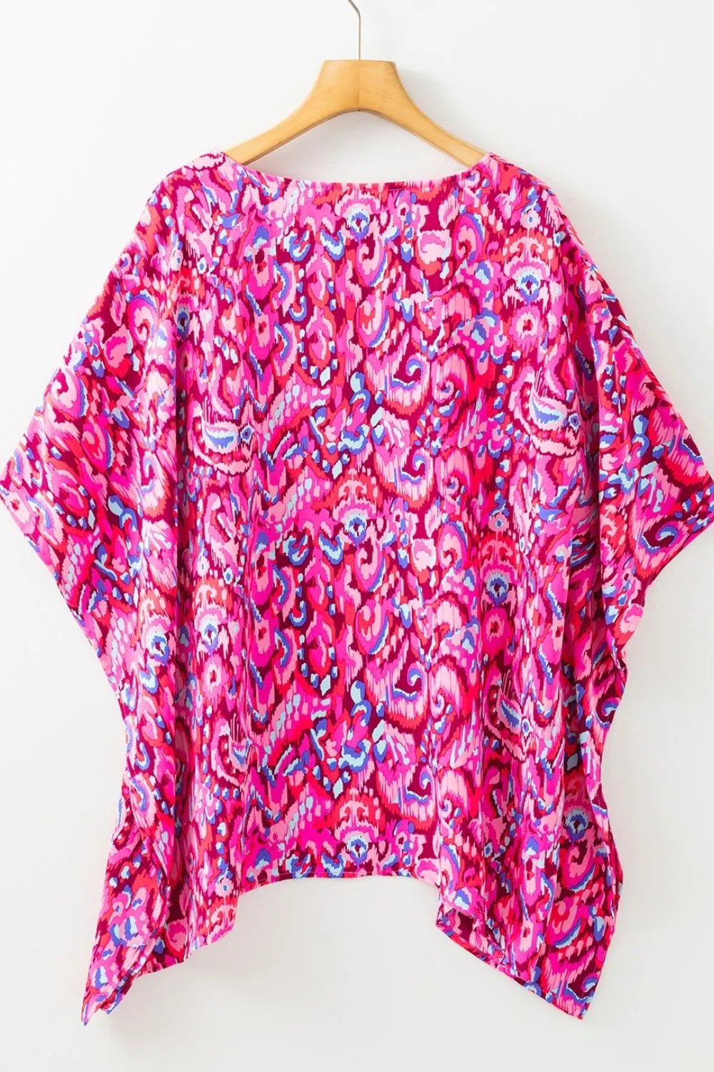 Abstract Print V Neck Half Sleeve Loose Fit Blouse – Fuchsia Pink for Shopify Collective (12 view)
