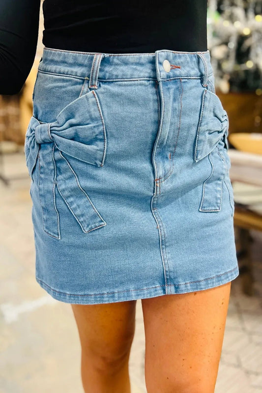 Acid Wash Bowknot Details High Waist Denim Skirt – Medium for Shopify Collective (1 view)