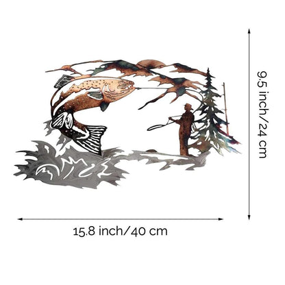 Mallard Duck Wall Art – 3D Metal Alloy Home Decor | Rustic – Trout fishing 34cm Wall Art by SbrTnHomes