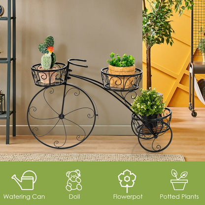 Tricycle Plant Stand – Whimsical Parisian Style for Indoor & – Black Backpack for closing gift (3 view)