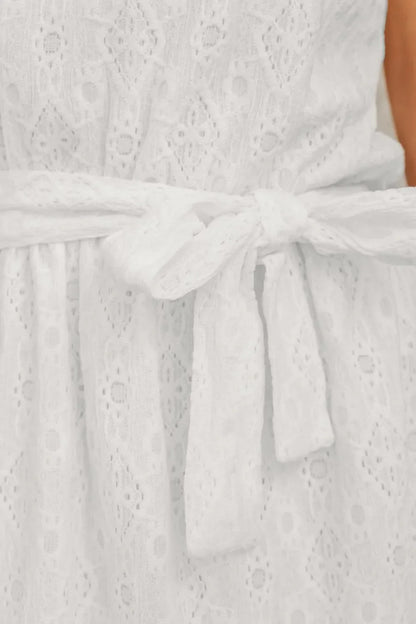 Lace Sleeveless Tied Waist Mini Dress – White for Shopify Collective (8 view)