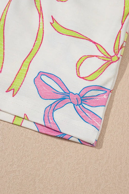 Cheerful Bow Print Elastic Pull On Casual Shorts – Floral by Simply Love