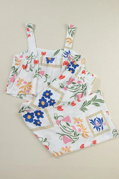 Printed Square Neck Top and Pants Set – White for Shopify Collective (6 view)