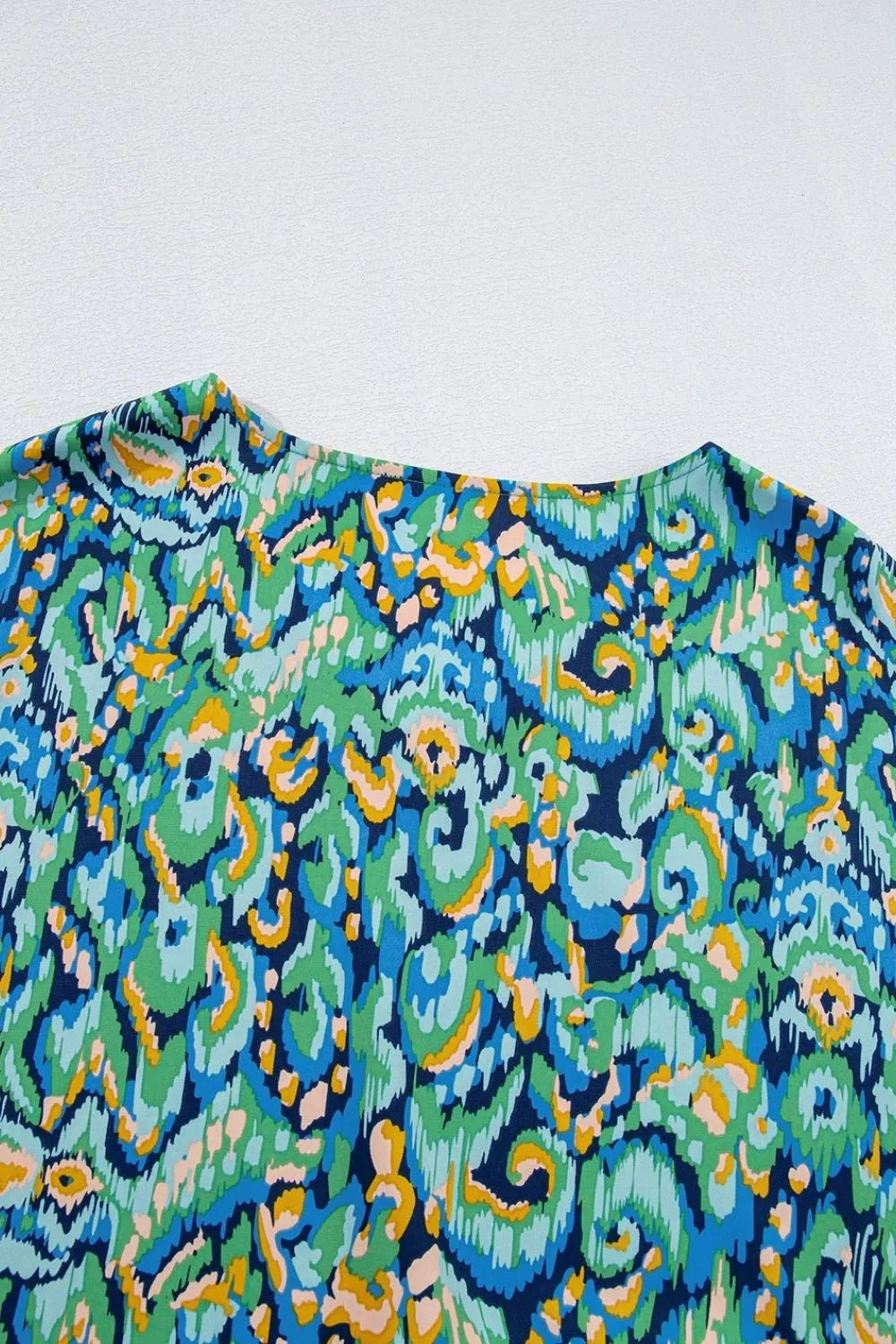 Abstract Print V Neck Half Sleeve Loose Fit Blouse – Turquoise for Shopify Collective (6 view)