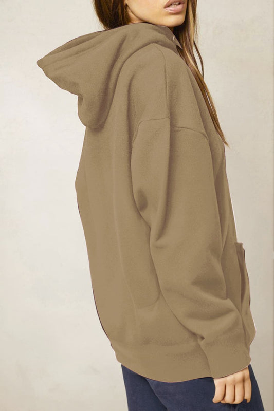 Simply Love Full Size BORN FREE Graphic Hoodie – Taupe Hoodies for Shopify Collective (2 view)