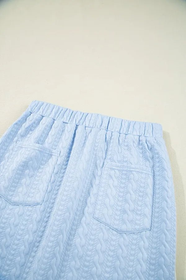 Contrast Trim Textured Crewneck Tee and Pocketed Skirt Set – Light Blue for Shopify Collective (7 view)