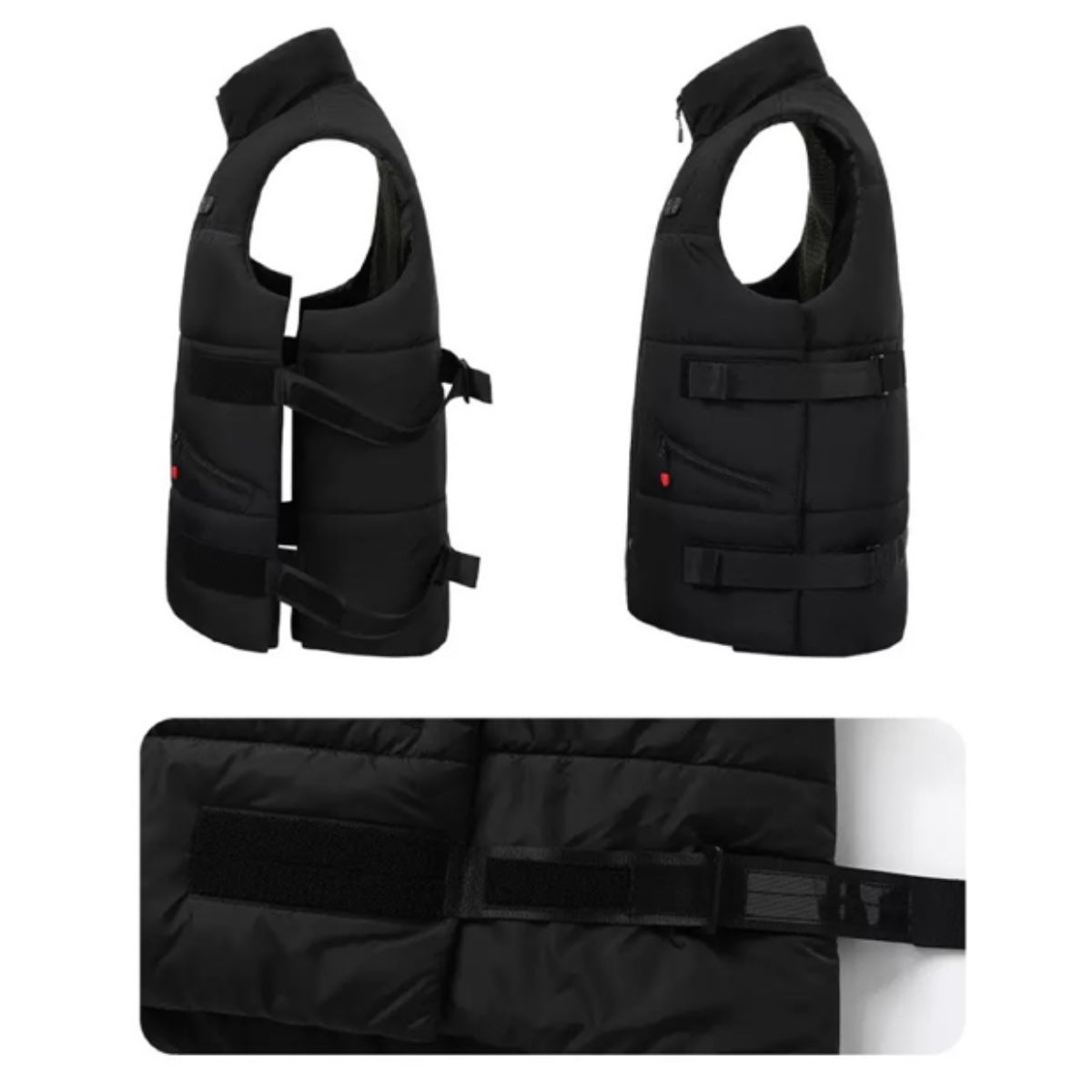 8 - Zone Dual - Control Adjustable Waist Heated Vest | LITEGUEST – Black Vest for Apparel (5 view)