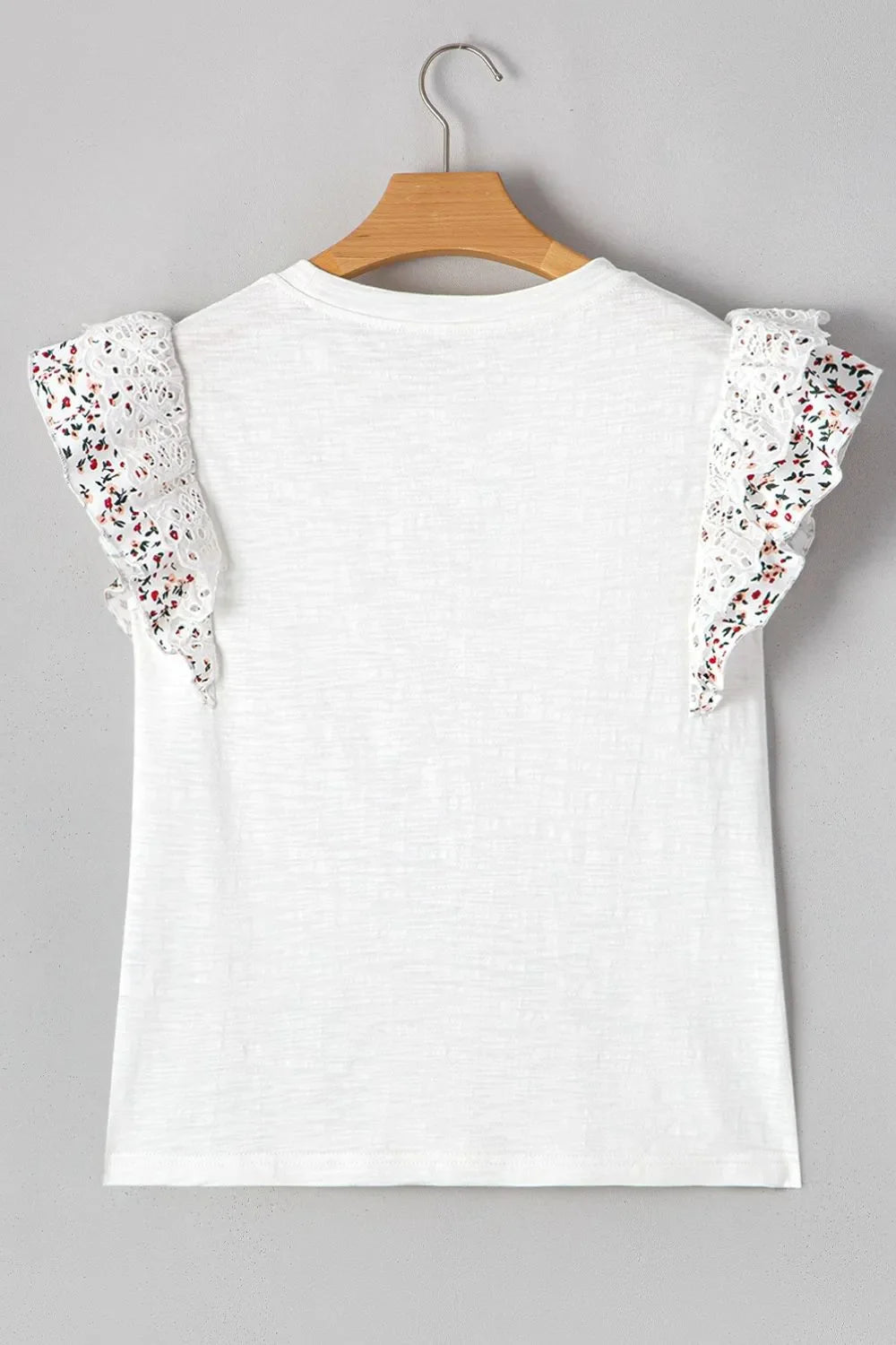 Floral Lace Eyelet Patched Butterfly Sleeve Blouse – White for Shopify Collective (7 view)