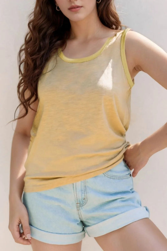 Round Neck Wide Strap Tank – Tan for Shopify Collective (2 view)