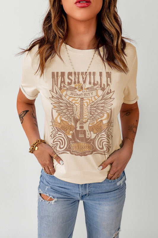 Western Graphic Round Neck T-Shirt – Khaki for Shopify Collective (1 view)