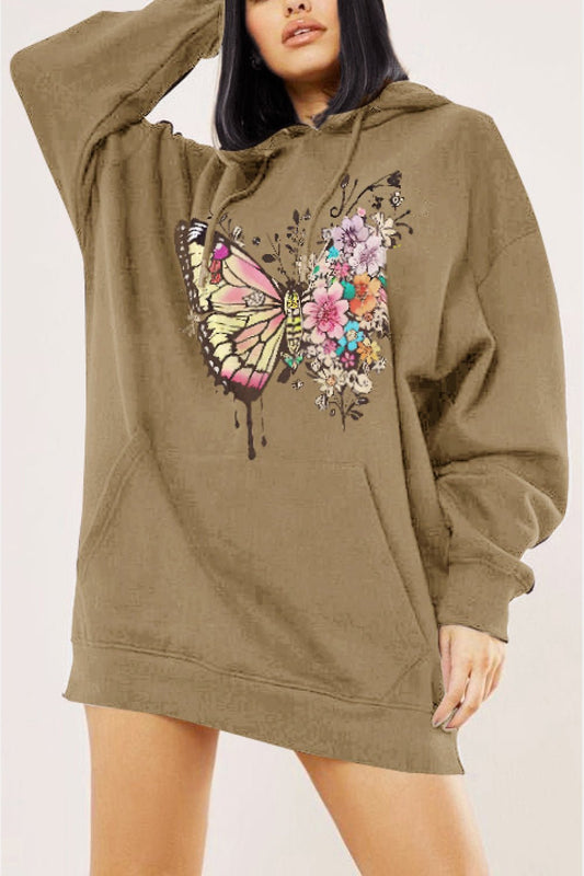 Simply Love Simply Love Full Size Butterfly Graphic Dropped Shoulder Hoodie – Taupe Hoodies for Shopify Collective (1 view)