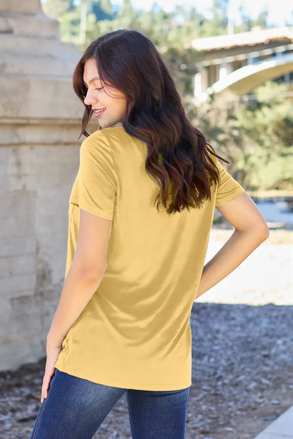 Basic Bae Bamboo Full Size V - Neck Short Sleeve T-Shirt – Yellow for Shopify Collective (29 view)