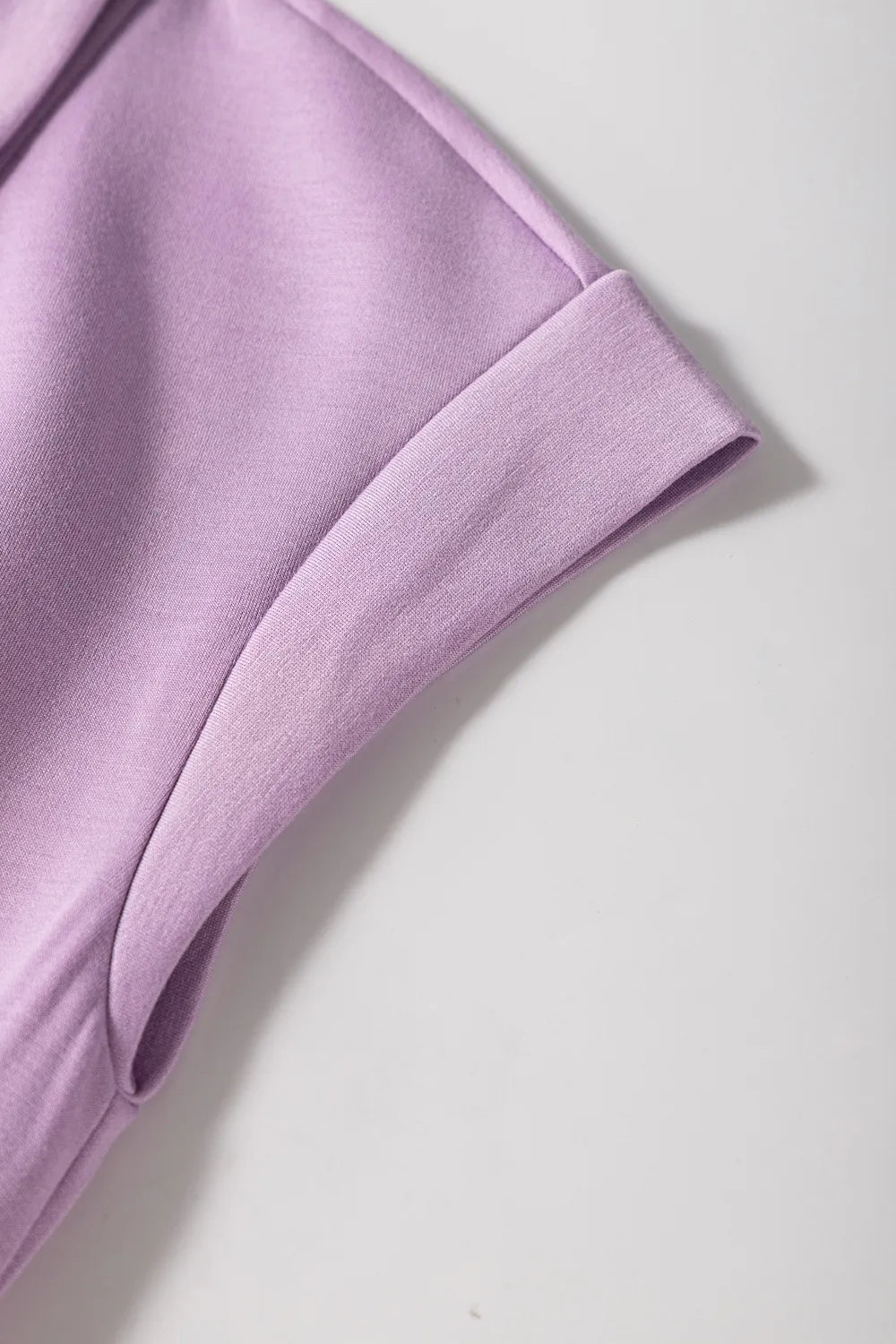 Short Sleeve Zipper Collared Elastic High Waist Romper – Lilac for Shopify Collective (8 view)