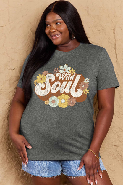 Simply Love Full Size WILD SOUL Graphic Cotton T-Shirt – Charcoal T-Shirt for Shopify Collective (23 view)