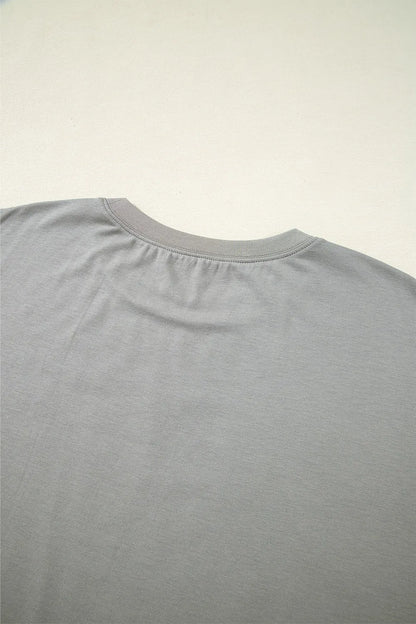Letter Graphic Round Neck Short Sleeve T-Shirt – Gray Women's Top for Shopify Collective (8 view)