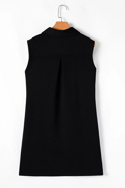 Notched Sleeveless Mini Dress – Black for Shopify Collective (7 view)