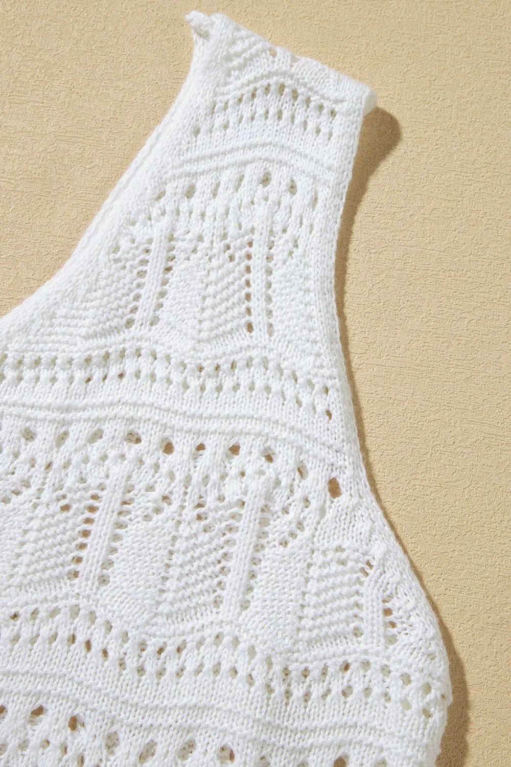 V Neck Textured Hollow - Out Sweater Vest – White for Shopify Collective (8 view)