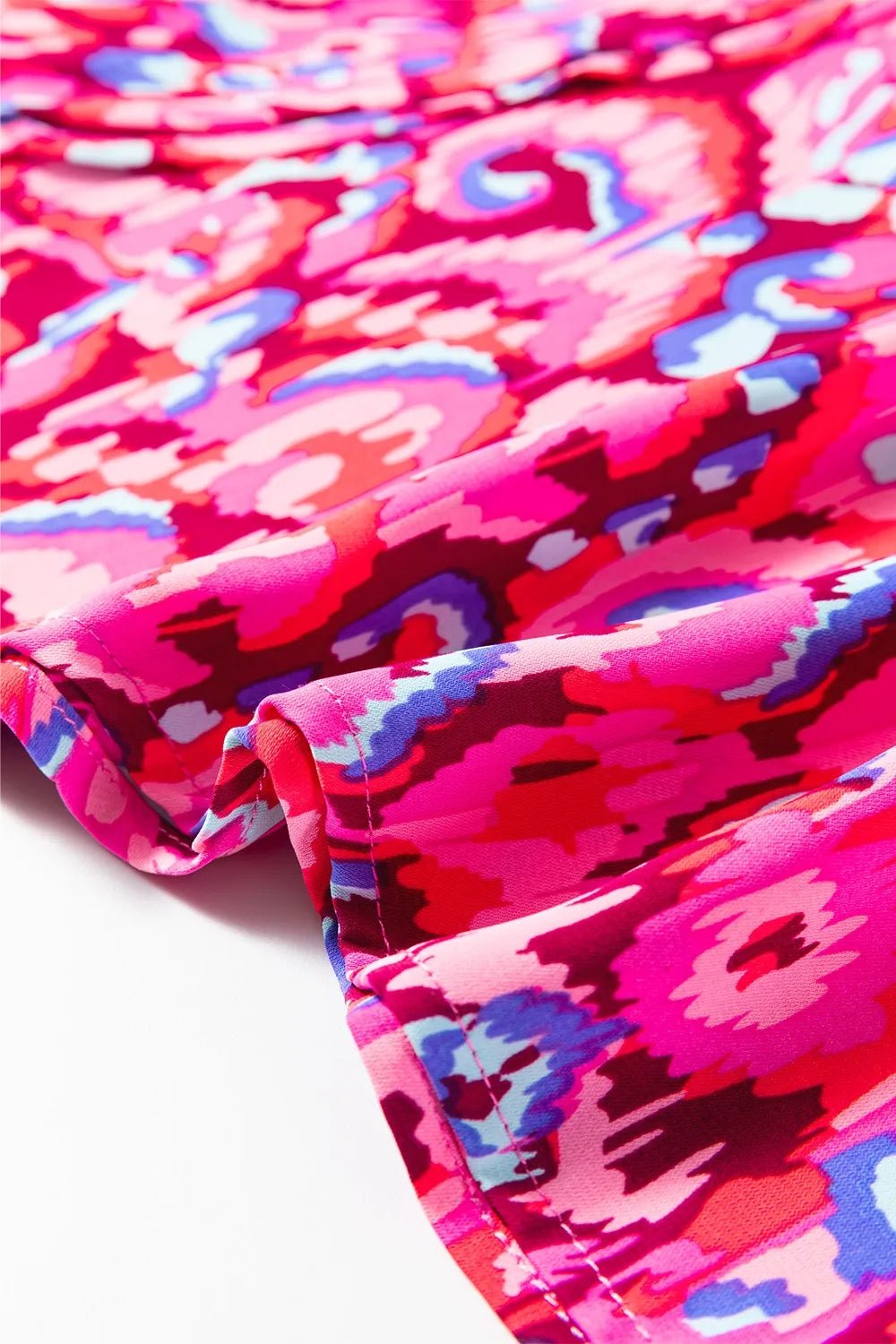 Abstract Print V Neck Half Sleeve Loose Fit Blouse – Fuchsia Pink for Shopify Collective (15 view)