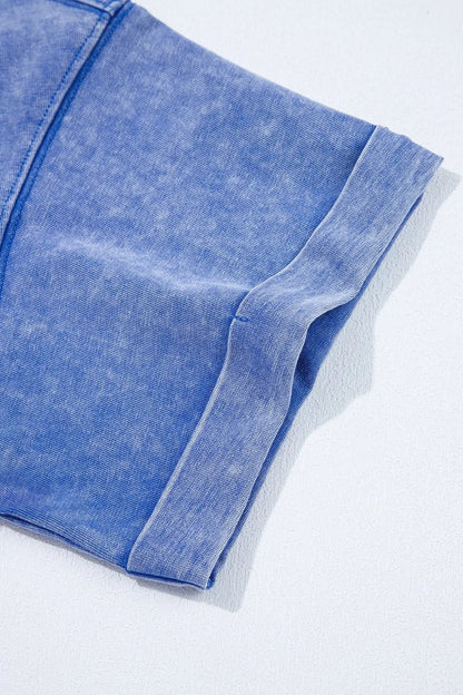 Acid Wash Star Patched Rolled Trim Top and Pants Set – Dusty Blue for Shopify Collective (7 view)