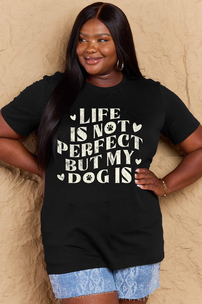 Simply Love Full Size Dog Slogan Graphic Cotton T-Shirt – Black by Simply Love